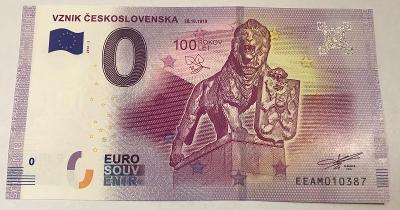 0 euro bankovka Vznik Československa 