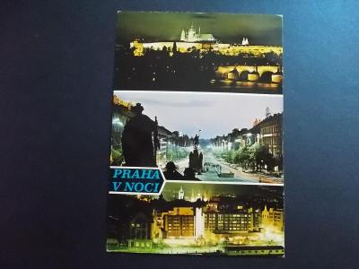 ČSSR pohled Hlavní město Praha v noci 1969
