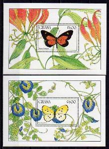 Ghana-Motýli 1990** Michel Bl.153-154 / 16 €