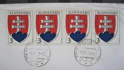 Slovensko - R dopis do Chebu velký posun barev, tisk z 3.12.1992