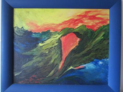 Obraz "Láva v moři" S. Feigel olej na plátně/Dř.rám 59x49cm/ Signace