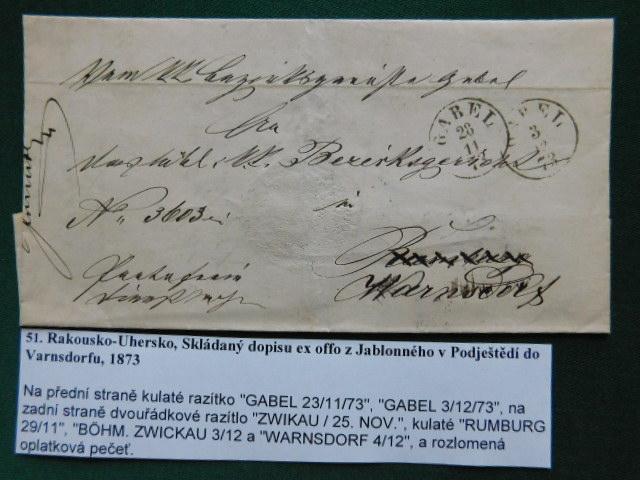 51. Rakousko-Uhersko, Skládaný dopisu ex offo z Jablonného v Podještěd - Filatelie