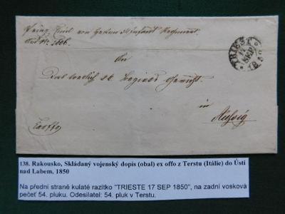 138. Rakousko, Skládaný vojenský dopis (obal) ex offo z Terstu (Itálie
