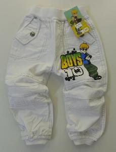 Dětské chlapecké kalhoty II pro kluky PLÁTĚNÉ vel. 2, 12 měs. BÍLÁ