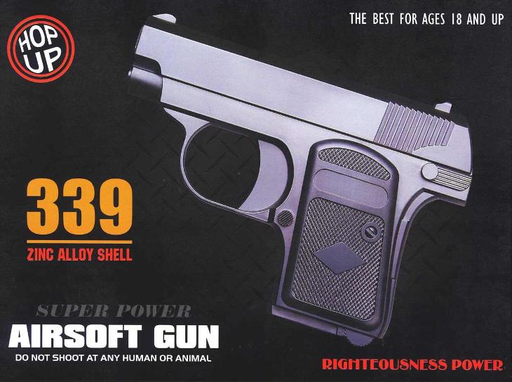 Airsoftová pistole, kovové tělo mod.339 cal.6mm