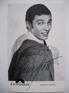 Autogram Srdečně Karel Gott na první kartičce Polydor !