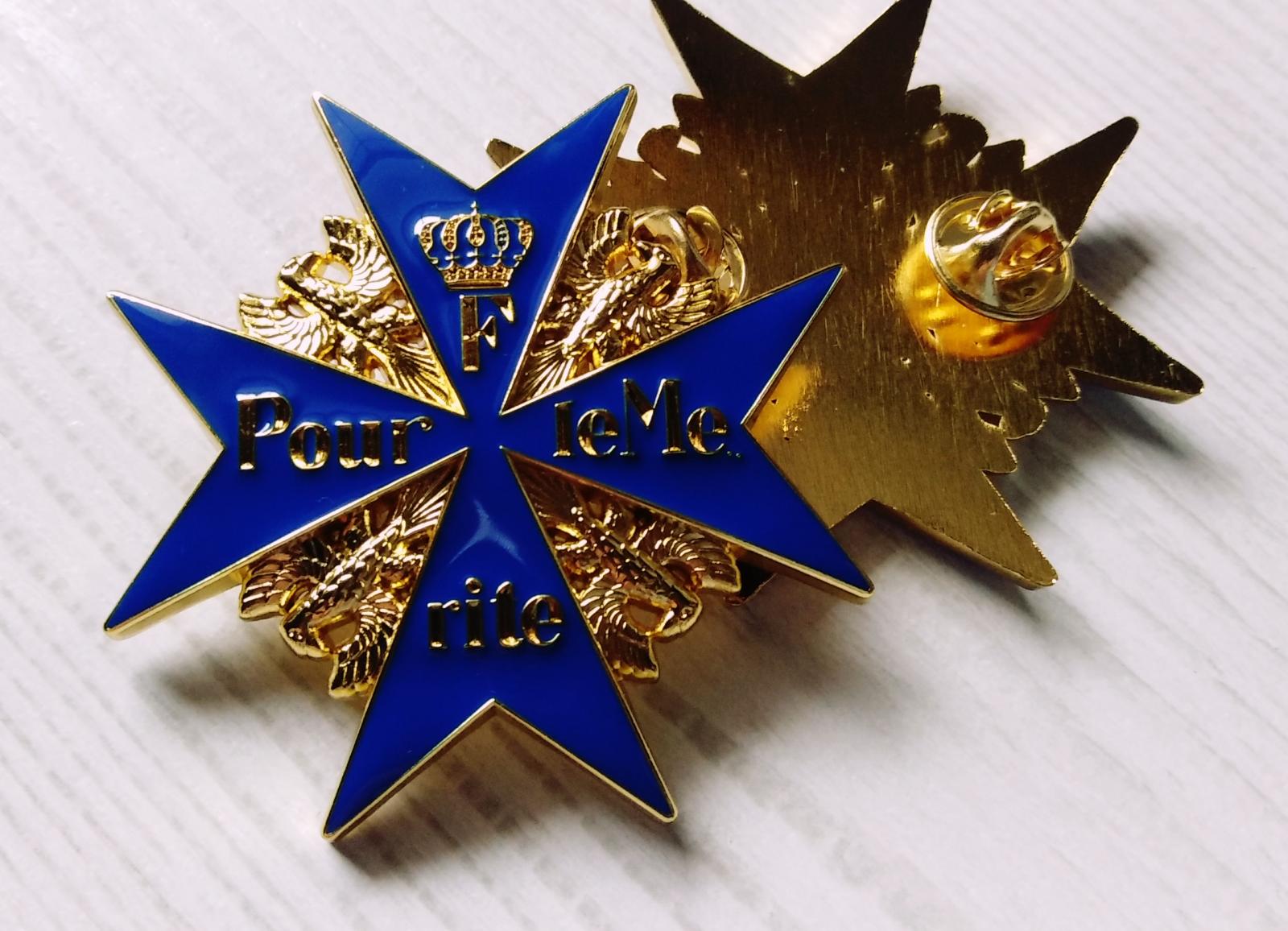 PRUSKO Medaila PORIADOK Pour le Mérite modrý kríž na pin BLUE MAX replika - Zberateľstvo