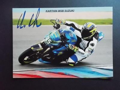 Podpis autogram motorka motocykl závody cena Suzuki MSB  Kjel Karthin 