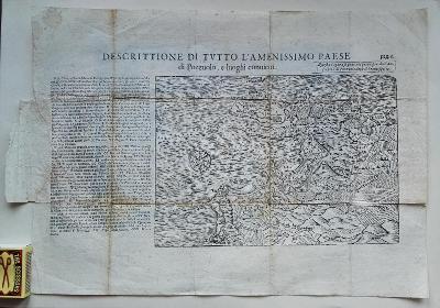 velmi vzácná Italská mapa r. 1590-1620  / 38 cm x 28 cm / POZZOLO