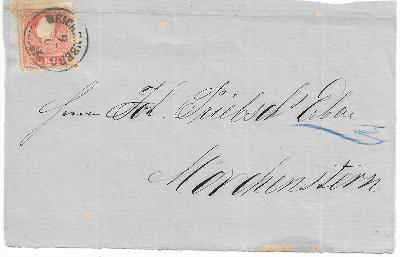 Rakousko 1859 ANK 13 II jen přední strana dopisu Liberec Smržovka  