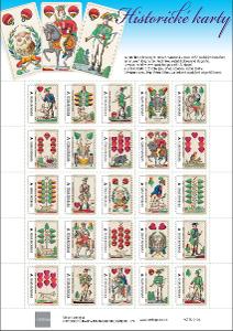 Vlastní známky - kompletní arch Historické karty, posun ořez - 21mm