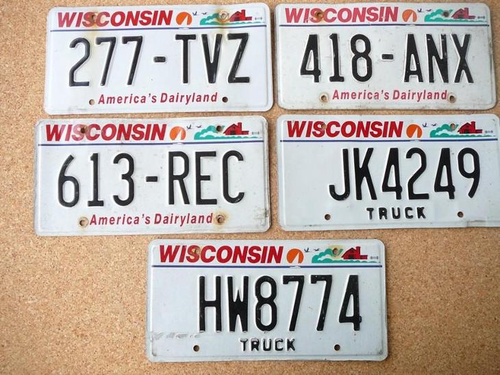 USA SPZ, 5x Wisconsin originál... - Motoristické registrační značky