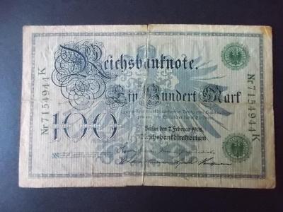 Bankovka Německo Říše inflace Sto Marka 100 DM  Reichsbanknote