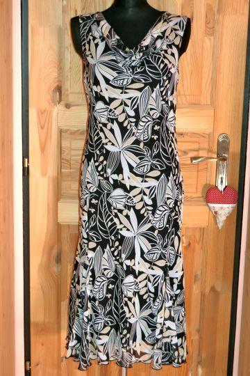 Pěkné černobílobéžové šaty s vodou BM, vel. 40