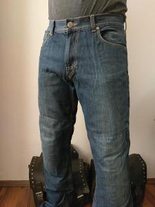 Kvalitní moto kalhoty iXS - kevlarové džíny, vel. 32/34, modré
