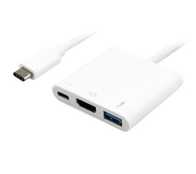 Adapter - UNIBOS UNCH-200 USB3.1Type-C M to HDMI F +Type C+USB3.0, sil