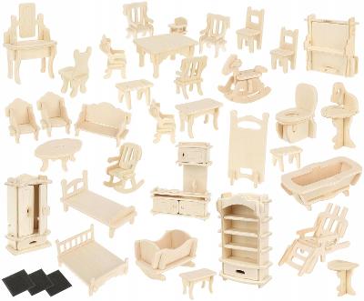 KRUZZEL 3D dřevěné puzzle nábytek pro panenky 34ks 0097