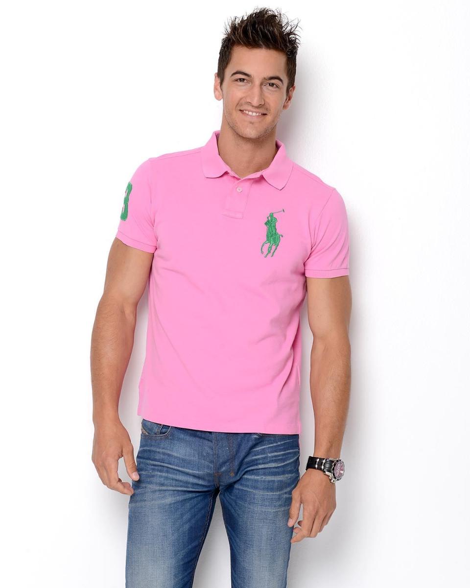NOVÉ pánske polo tričko Ralph Lauren: Ružové so zeleným znakom - Pánske oblečenie