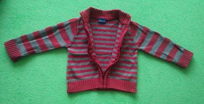 Detský sveter vel.86 - prúžkový šedo-červený Cherokee