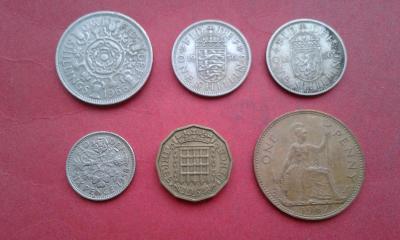 Alzbeta II britsky set 2 shillings, shilling, 6 pence, 3 pence a penny