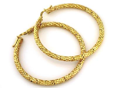 Zlaté náušnice kruhy průměr 5.7 cm, zlato 14 kar., váha 4,08 g. (2/20)