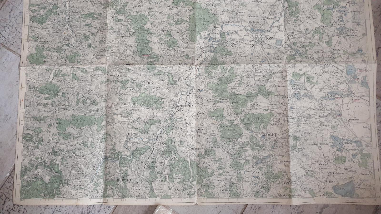 Stara vojenská mapa 1928-Prachatice-Bavorov-Netolice-Vodňany-Volyně - Staré mapy a veduty
