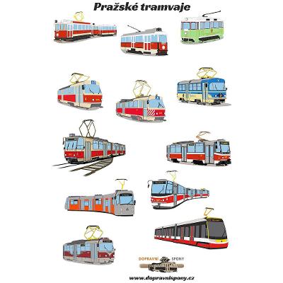 Samolepky - pražské tramvaje