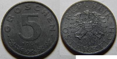Rakousko 5 Gröschen 1968 UNC RL č21760
