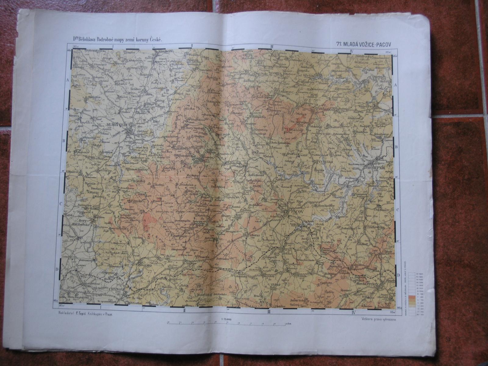 Bielohlav - Mladá Vožice - Paacov - Podrobné mapy ... č. 71 - Staré mapy a veduty