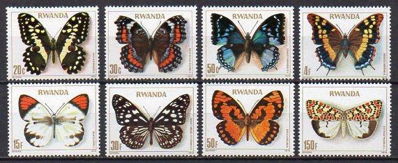 Rwanda-Motýli 1979**  Mi.974-981 / 12 €
