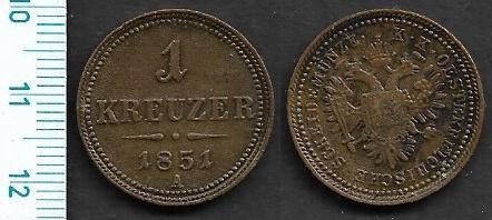 Rakousko - 1 krejcar 1851 A - Franz Josef I. /N-RU°508
