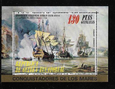 Rovníková Guinea 191 - Bitevní lodě - bitva u Porto Bello roku 1739