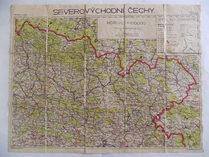 StarÁ Mapa Č120 SeverovÝchodnÍ Čechy PlÁtno81 X 62 Cm1922 Aukro 6127