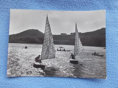 Vsetín přehrada nádrž Bystřička plachetnice krásná živá pohlednice 