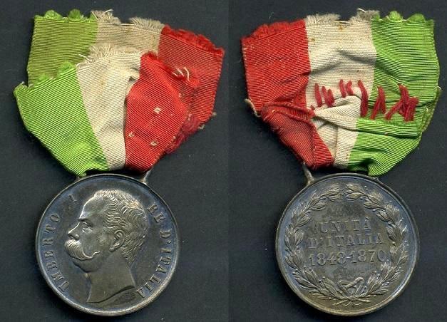 ITÁLIE. Pamětní medaile na sjednocení Itálie 1848 - 1870. Ag.