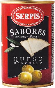 Španělské olivy Serpis - zelené plněné sýrem Manchego 300g - 6ks