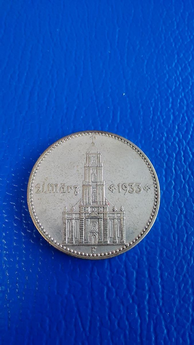 2 Reichsmark 1934 F - KOSTEL S DATEM ,stříbro - Numismatika