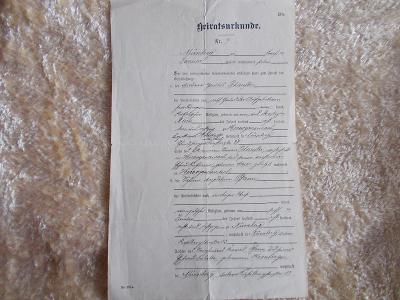 Německo Říše Bavorsko Norimberk 1907 Oddací list svatba