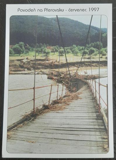 Přerov Povodeň v roce 1997 červenec Hranice osada rybáře  - Pohlednice místopis