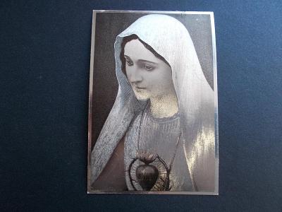 Luxusní pohlednice  církev náboženství Fatima Maria kovová metalická 