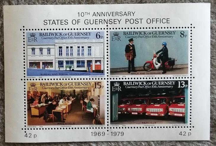 Guernsey 1979 - svěží aršík, výročí místní pošty 3£ - Známky